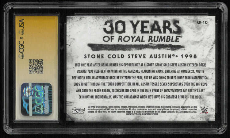 2018 Topps WWE Undisputed Stone Cold Steve Austin 30yrs Of Royal Rumble In Person CGC Authentic 