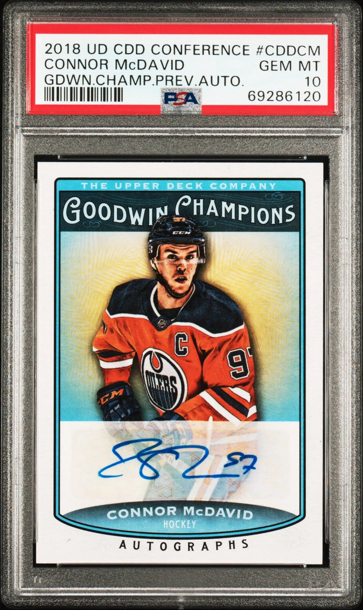 2018 UD CDD Conference Goodwin Champions Autograph Connor McDavid Auto PSA 10 