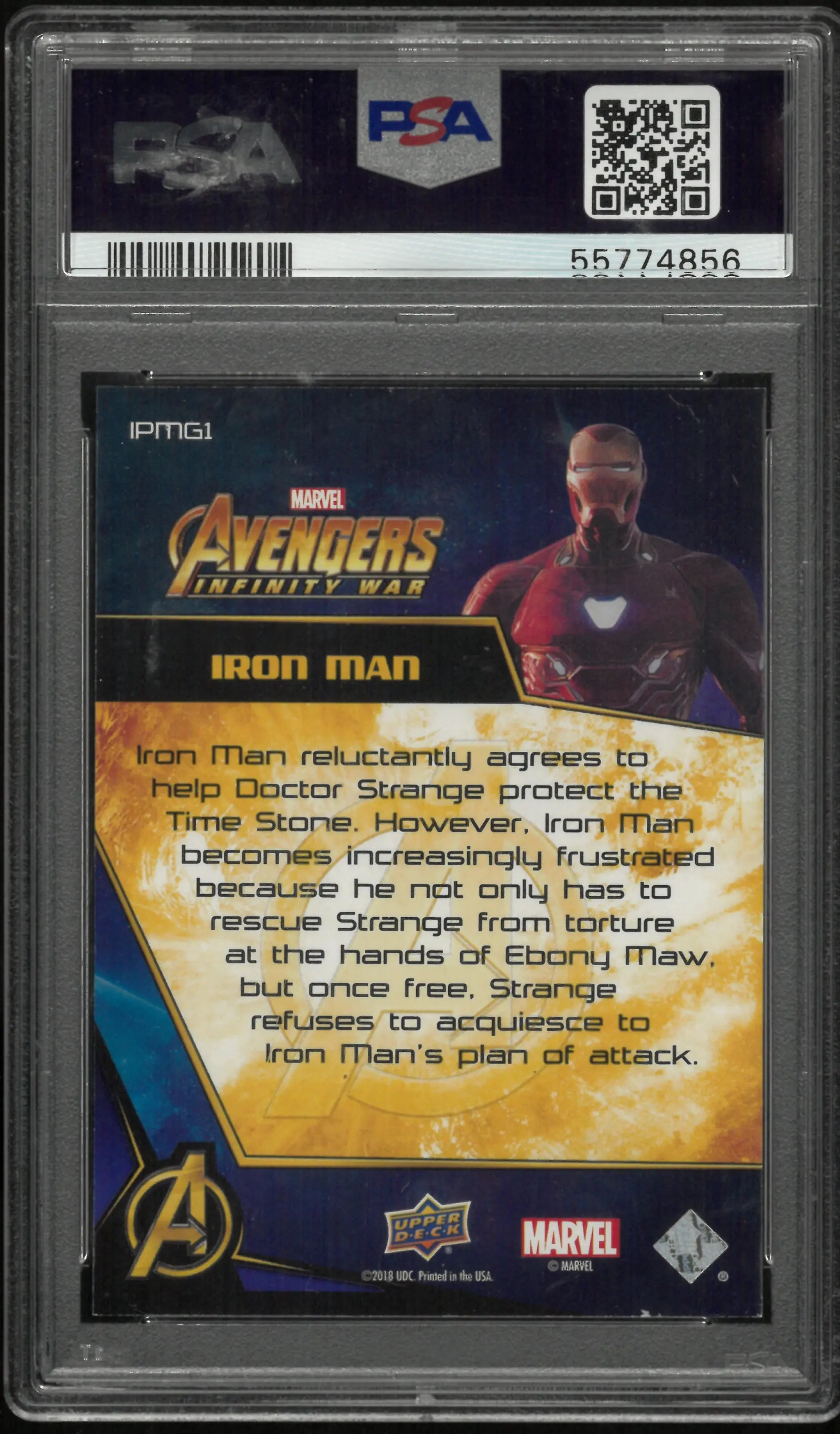 2018 Upper Deck Avengers Infinity War Precious Metal Gems Purple Iron Man PSA 8 