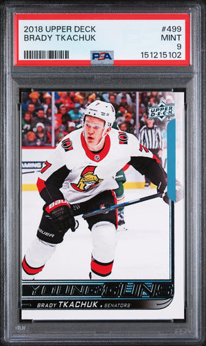 2018 Upper Deck Series 2 Young Guns Rookie Brady Tkachuk RC PSA 9 