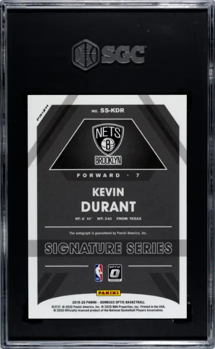 2019-20 Donruss Optic Autograph Kevin Durant Auto Sig. Series Choice  SGC 10 