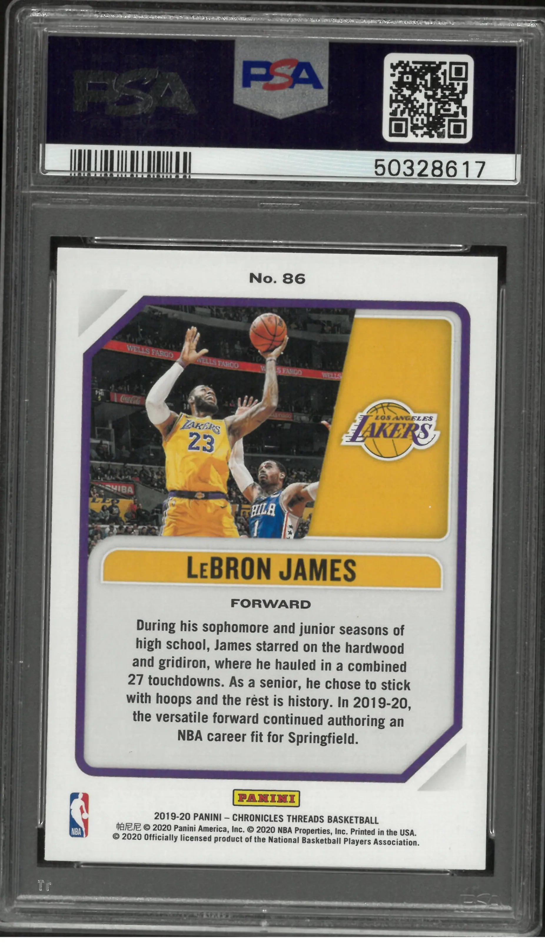 2019-20 Panini Chronicles Threads LeBron James PSA 10 