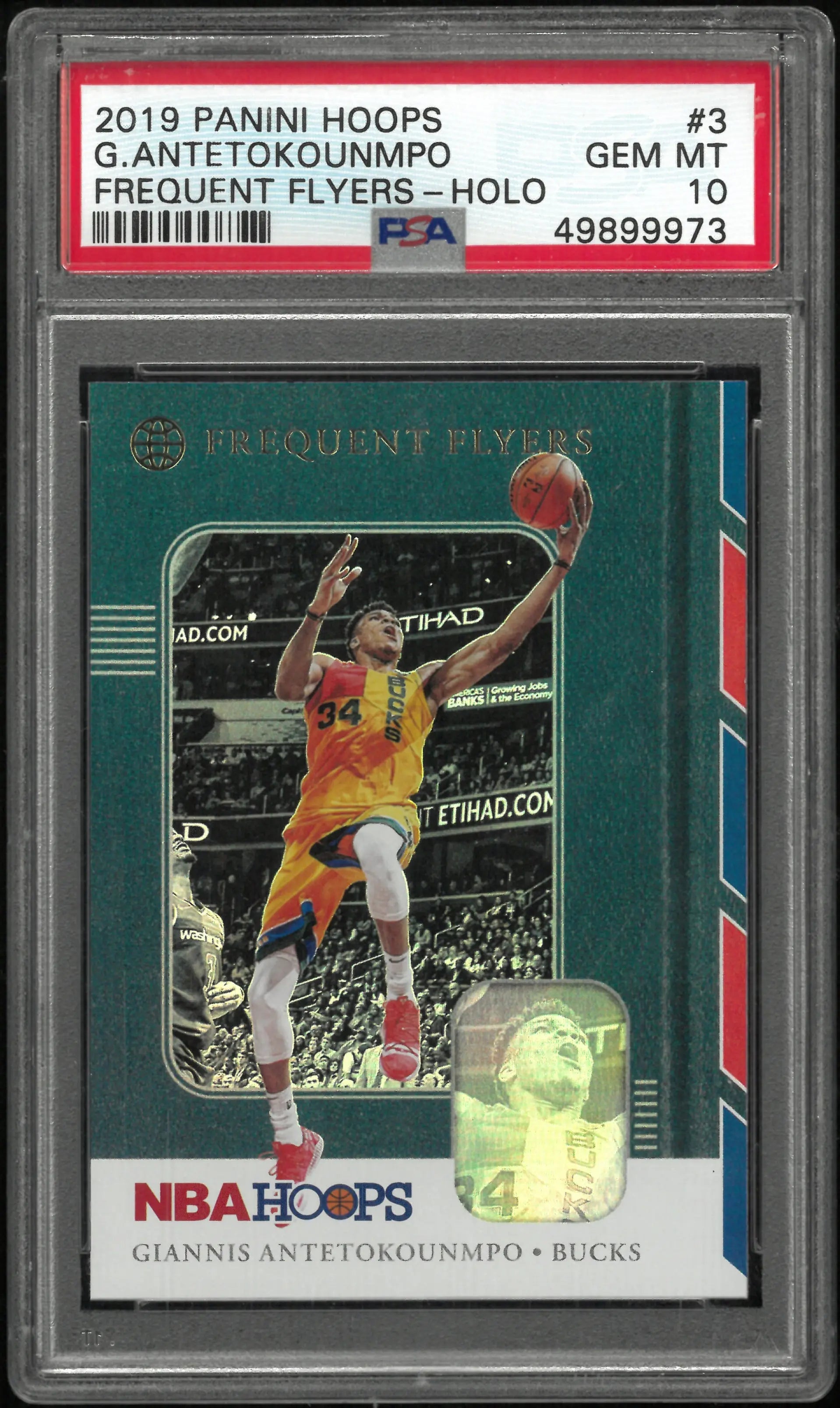 2019-20 Panini Hoops Frequent Flyers Giannis Antetokounmpo Holo PSA 10 
