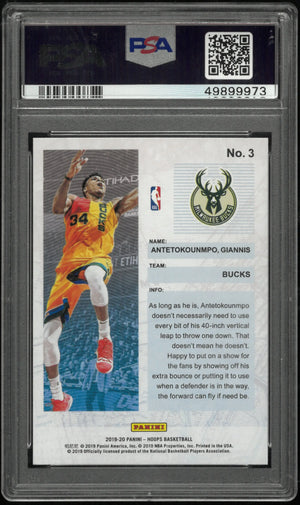 2019-20 Panini Hoops Frequent Flyers Giannis Antetokounmpo Holo PSA 10 