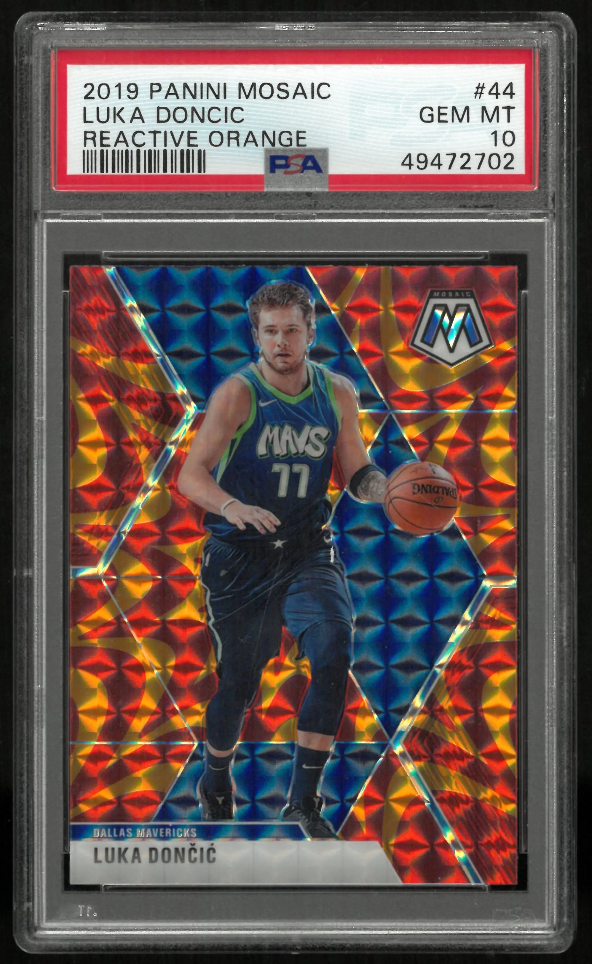 2019-20 Panini Mosaic Luka Doncic Reactive Orange PSA 10 