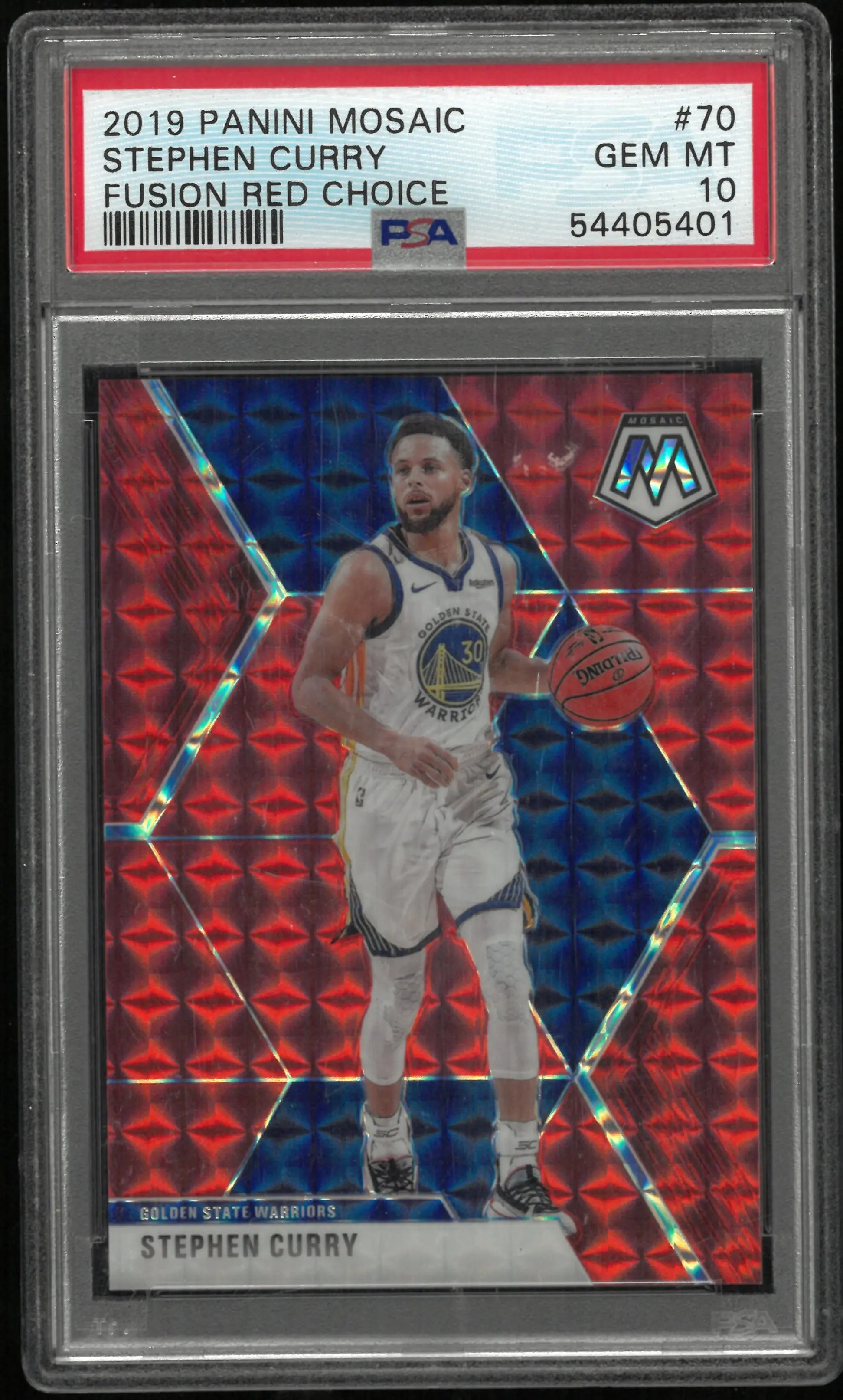 2019-20 Panini Mosaic Stephen Curry Fusion Red Choice /88 PSA 10 