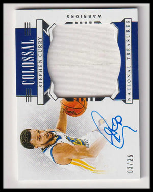 2019-20 Panini National Treasures Colossal Patch Autograph Steph Curry Auto /25 