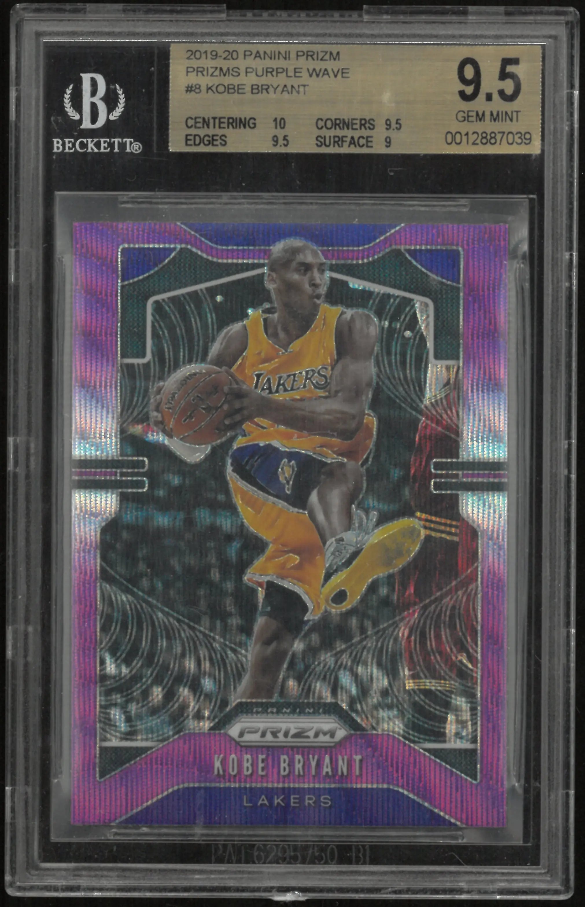 2019-20 Panini Prizm Kobe Bryant Purple Wave BGS 9.5 
