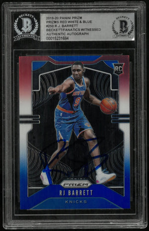 2019-20 Prizm Basketball RJ Barrett RC Red White Blue In Person Auto BGS Authentic 