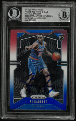 2019-20 Prizm Basketball RJ Barrett RC Red White Blue In Person Auto BGS Authentic 