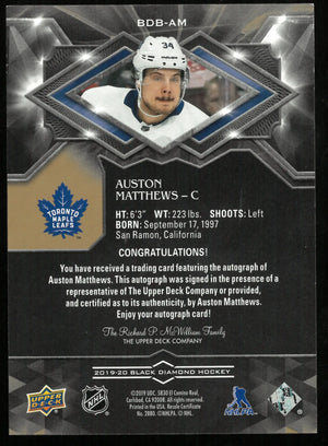 2019-20 UD Black Diamond Hockey Auston Matthews Auto /25 