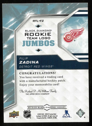 2019-20 UD Black Diamond Rookie Team Logo Jumbo Patch Filip Zadina RC 