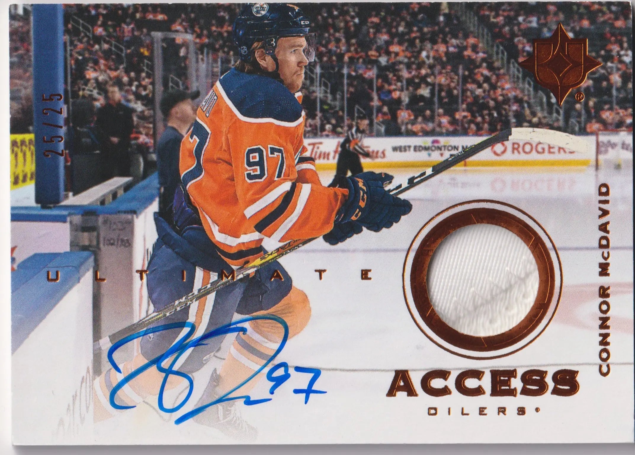 2019-20 UD UC Ultimate Access Autograph Connor McDavid Auto Copper Patch 25/25 