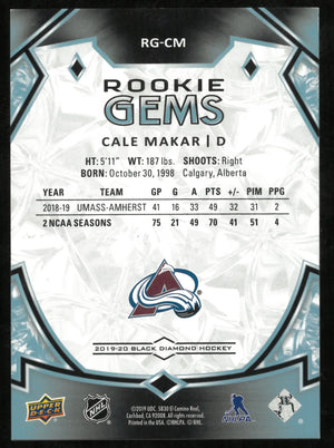 2019-20 Upper Deck Black Diamond RC Rookie Gems Cale Makar /99 