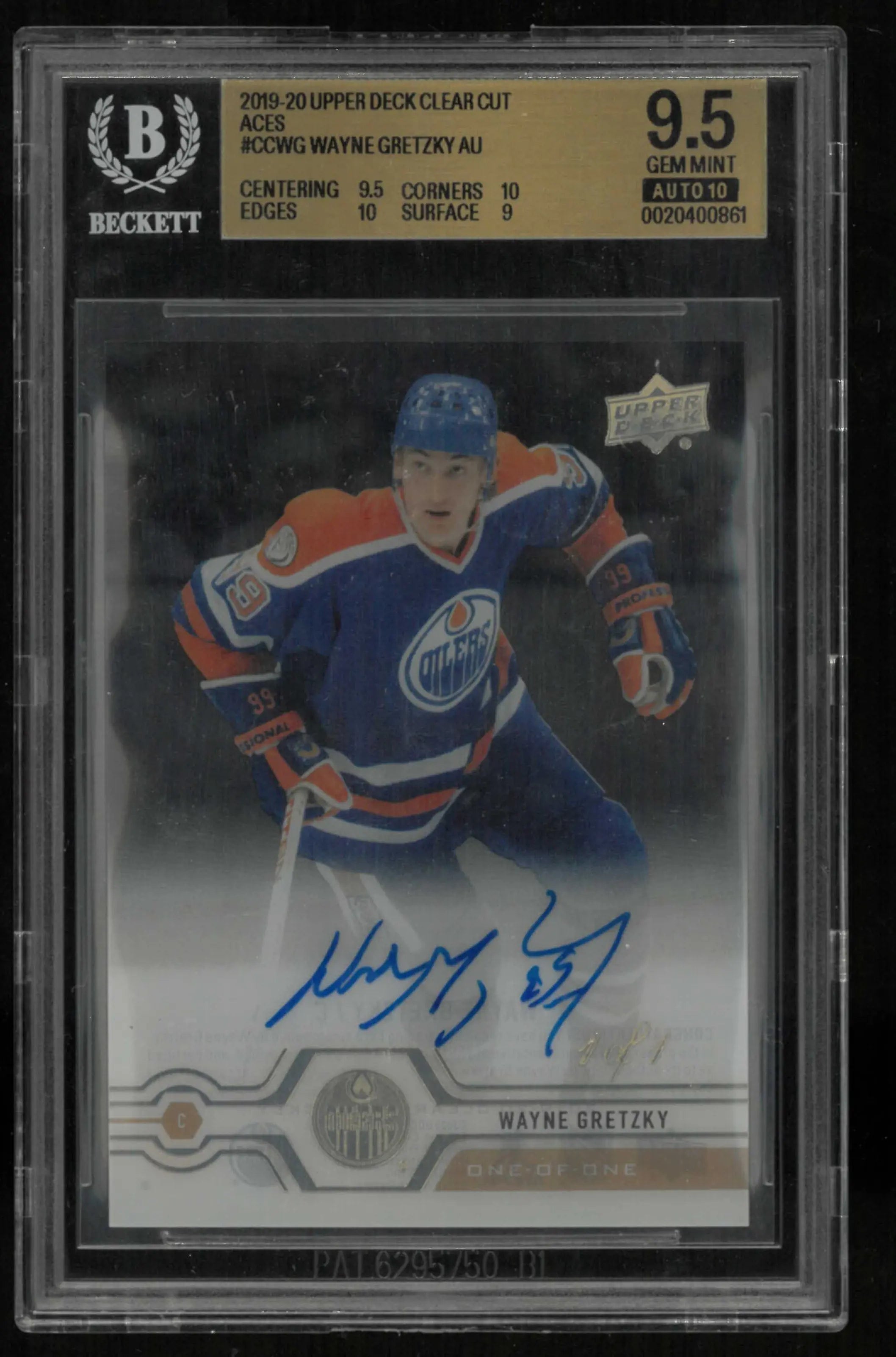 2019-20 Upper Deck Clear Cut Aces Autograph Wayne Gretzky Auto BGS 9.5 