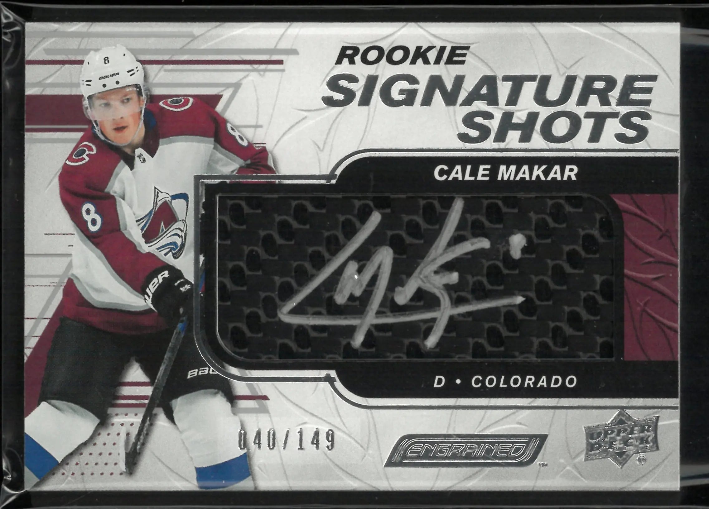 2019-20 Upper Deck Engrained Rookie Signature Shots Cale Makar Auto /149 RC 