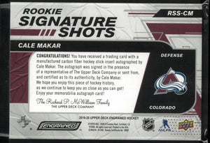 2019-20 Upper Deck Engrained Rookie Signature Shots Cale Makar Auto /149 RC 