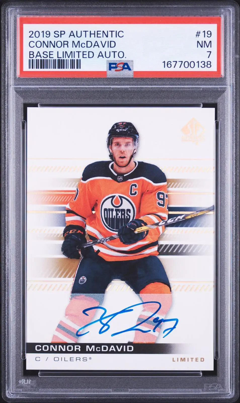 2019-20 Upper Deck SP Authentic Autograph Connor McDavid Base Limited Auto PSA 7 