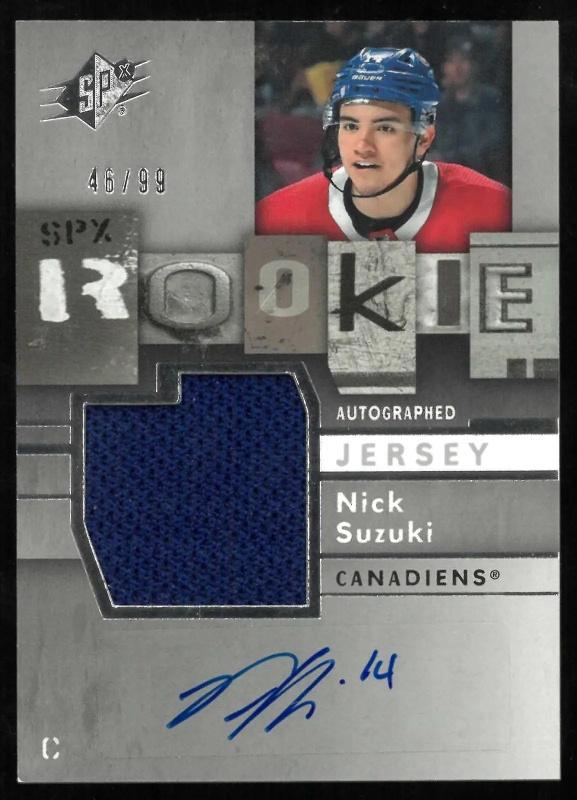 2019-20 Upper Deck SPX Rookie Patch Autograph Nick Suzuki Auto /99 RC 