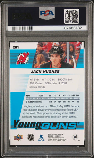 2019-20 Upper Deck Series 1 Jack Hughes Young Guns RC Rookie #201 PSA 10 