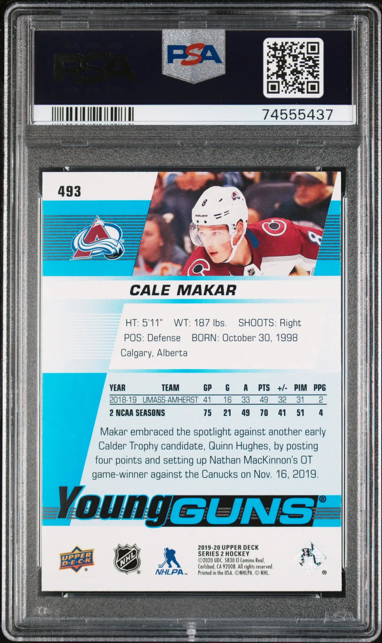 2019-20 Upper Deck Series 2 Cale Makar Young Guns RC Rookie #493 PSA 9 