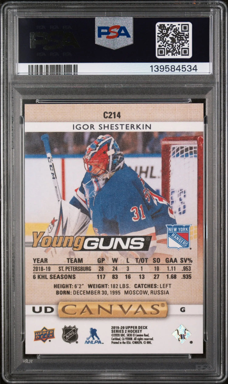 2019-20 Upper Deck Series 2 UD Canvas Young Guns RC Igor Shesterkin PSA 10 
