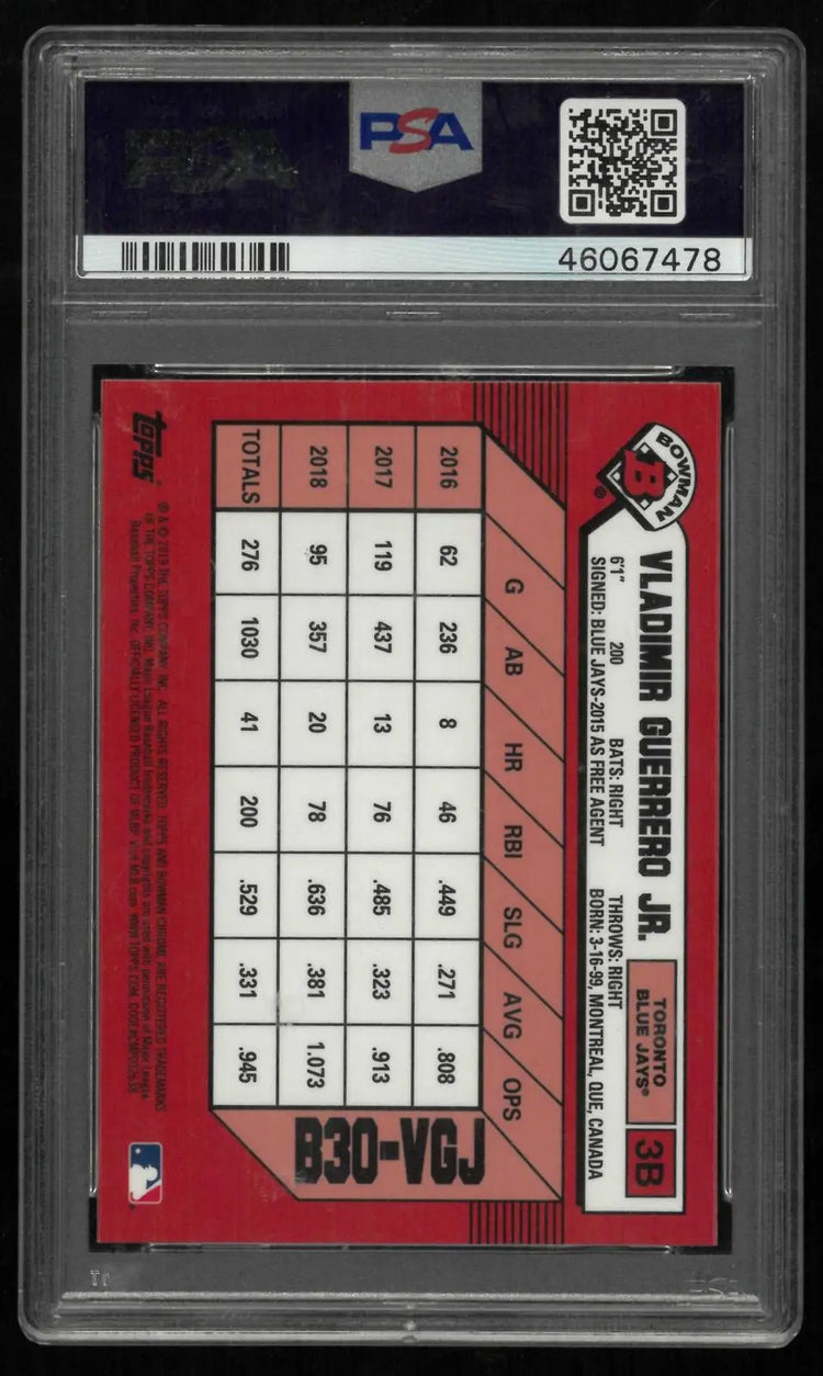 2019 Bowman 30th Anniversary Chrome Baseball Vladimir Guerrero Jr. PSA 10 