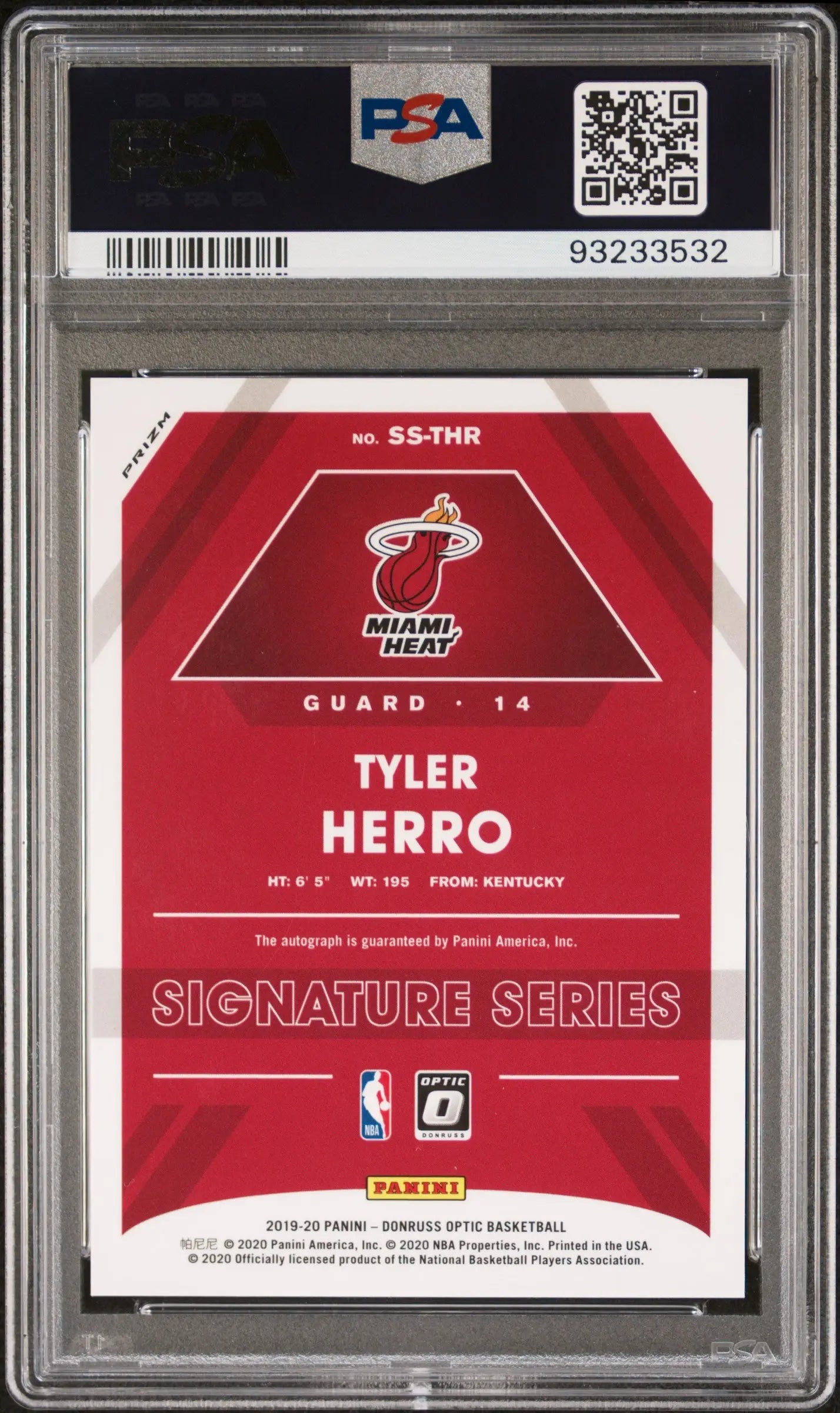2019 Donruss Optic Basketball Signature Series Auto Tyler Herro Choice PSA 10 