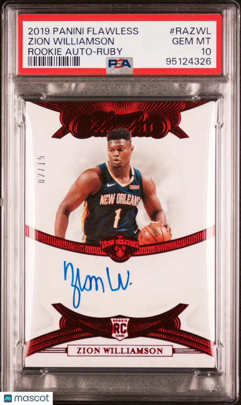 2019 Flawless Rookie Autographs Auto Zion Williamson RC Ruby