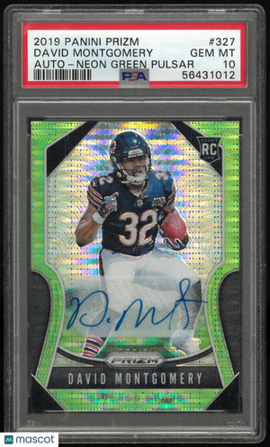 2019 Panini Autograph Rookie David Montgomery Auto Neon Green Pulsar RC PSA 10 