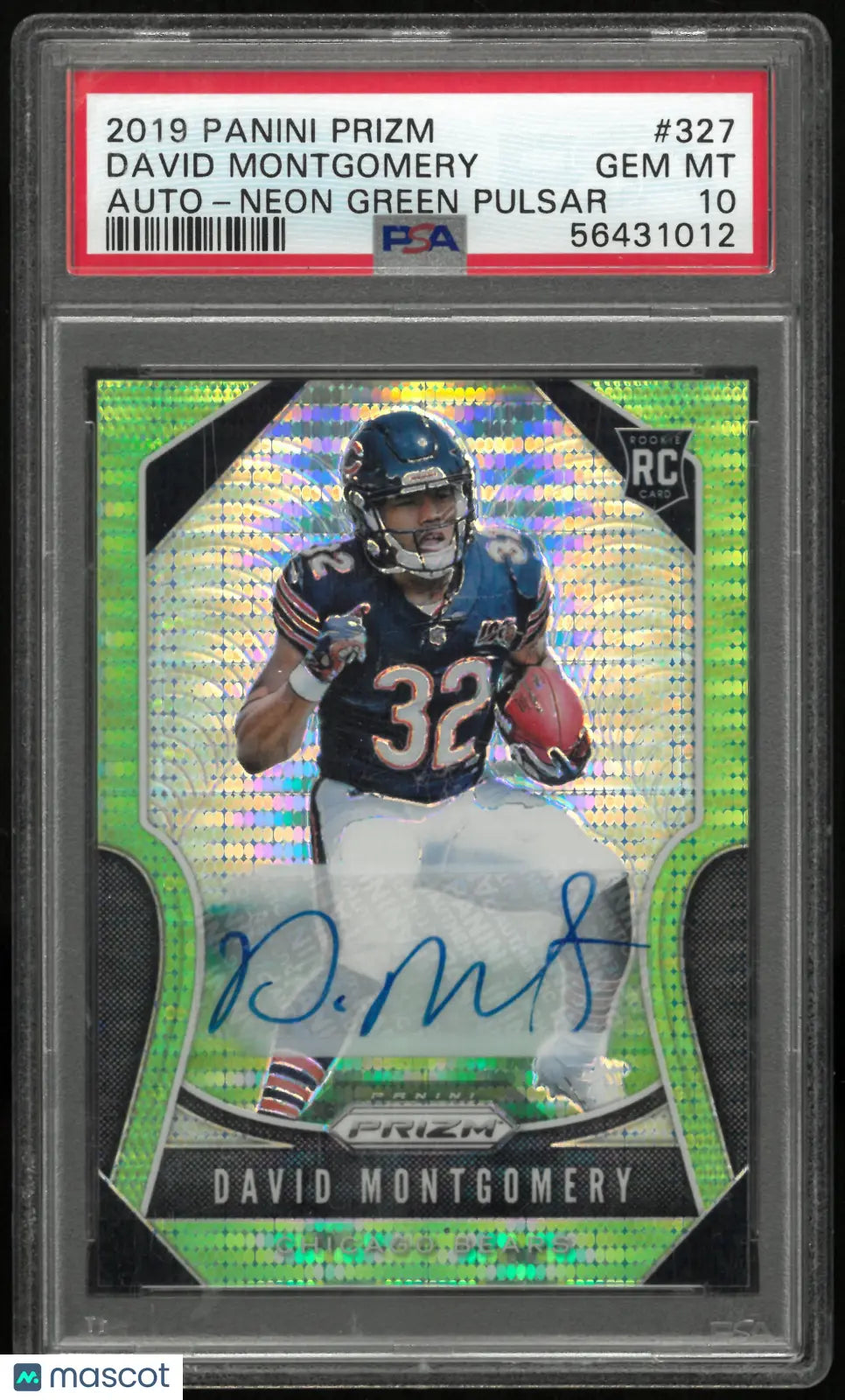 2019 Panini Autograph Rookie David Montgomery Auto Neon Green Pulsar RC PSA 10 