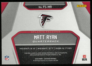 2019 Panini Certified Football Matt Ryan Fabric Of The Game Patch Auto 1/1 
