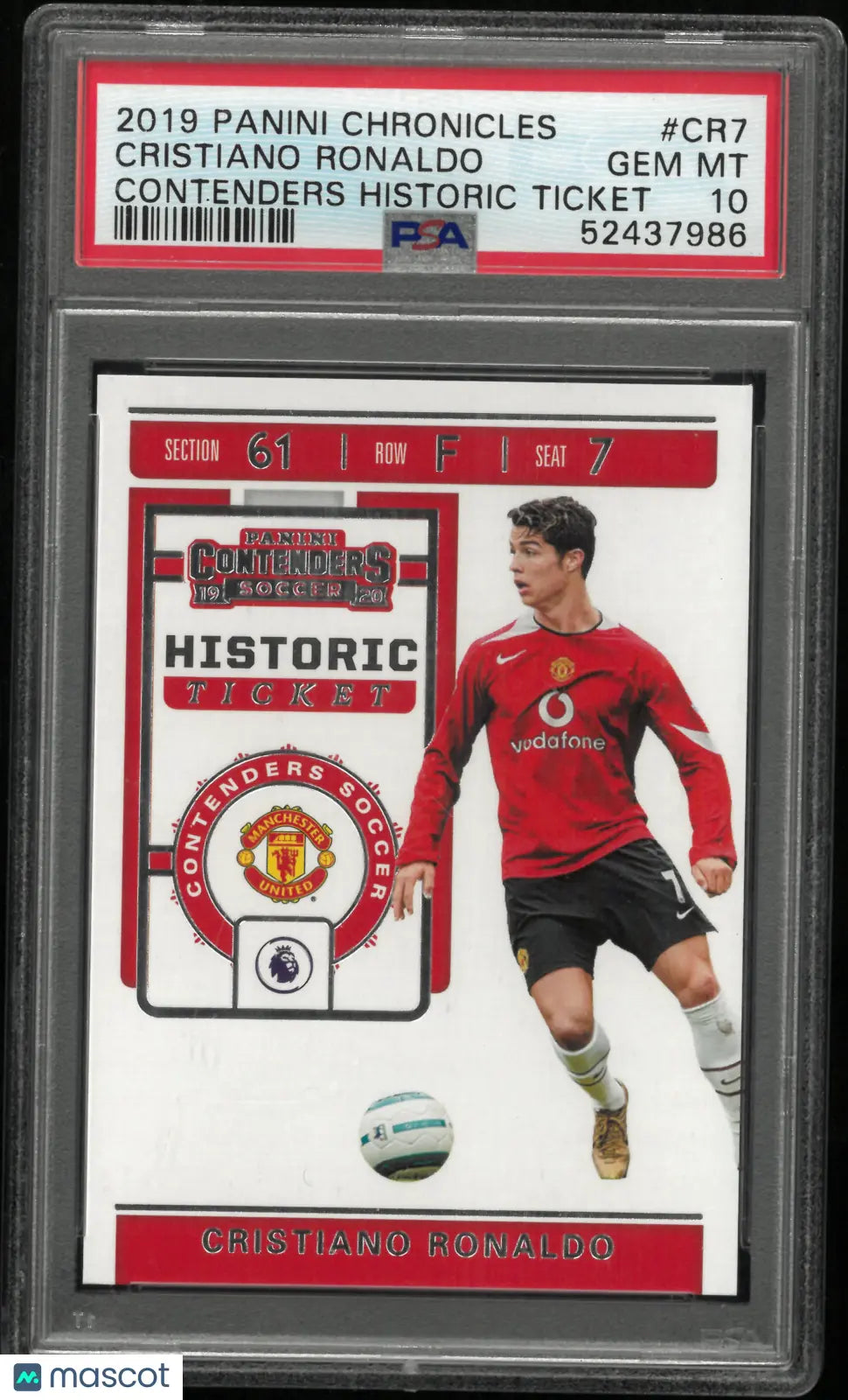 2019 Panini Chronicles Contenders Cristiano Ronaldo Contenders Historic Ticket PSA 10 