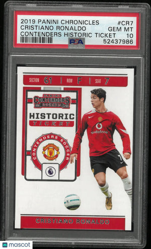 2019 Panini Chronicles Contenders Cristiano Ronaldo Contenders Historic Ticket PSA 10 