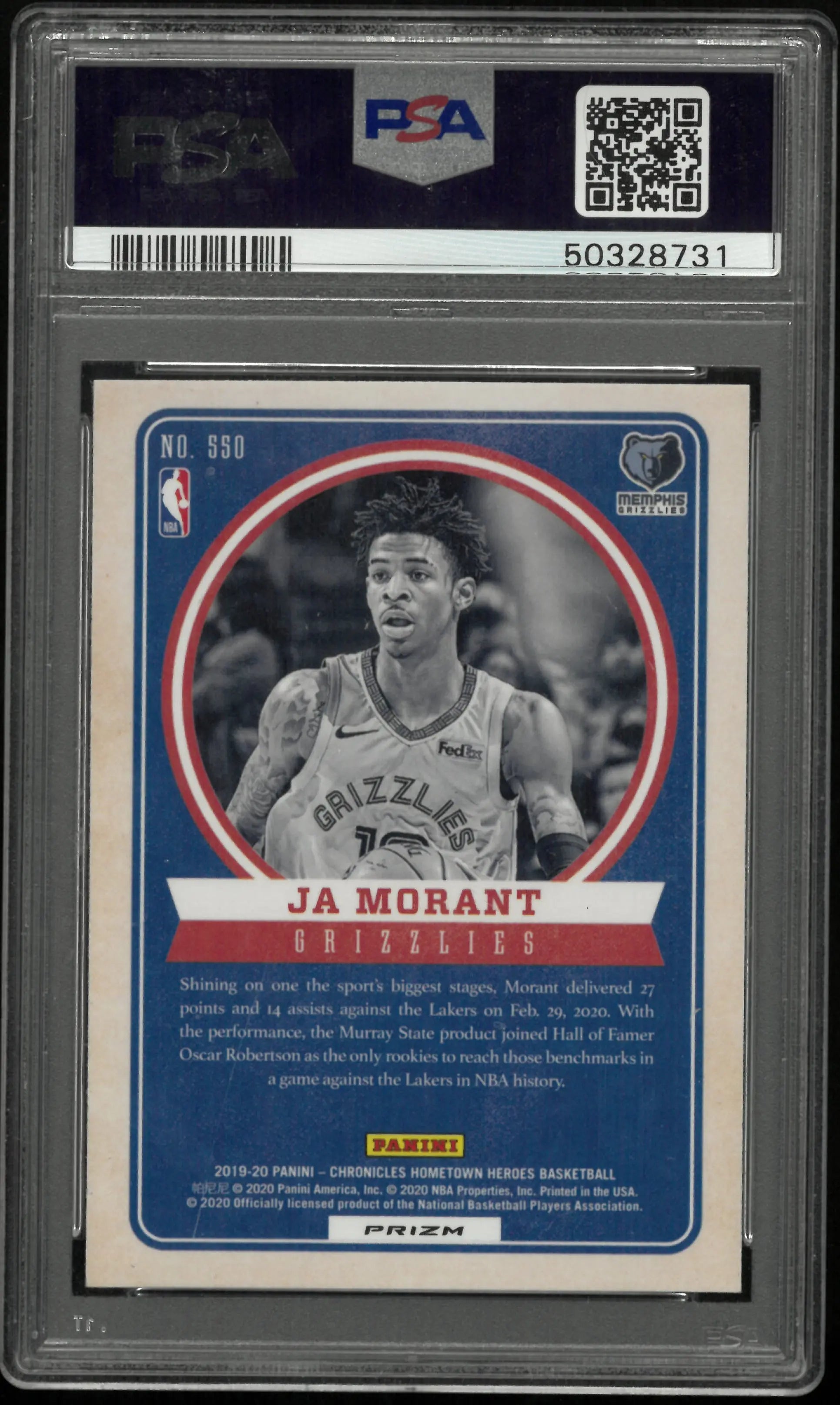 2019 Panini Chronicles Ja Morant Silver Rookie RC PSA 9 