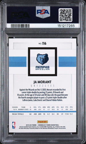 2019 Panini Chronicles Rookie Ja Morant RC PSA 10 
