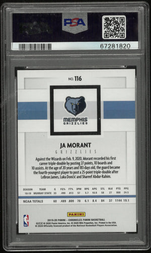 2019 Panini Chronicles Rookies Ja Morant RC PSA 9 
