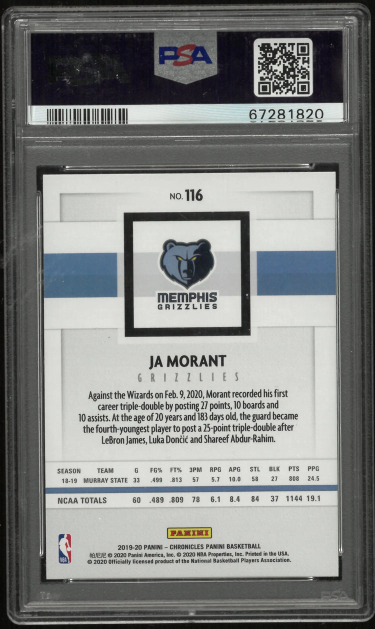 2019 Panini Chronicles Rookies Ja Morant RC PSA 9 