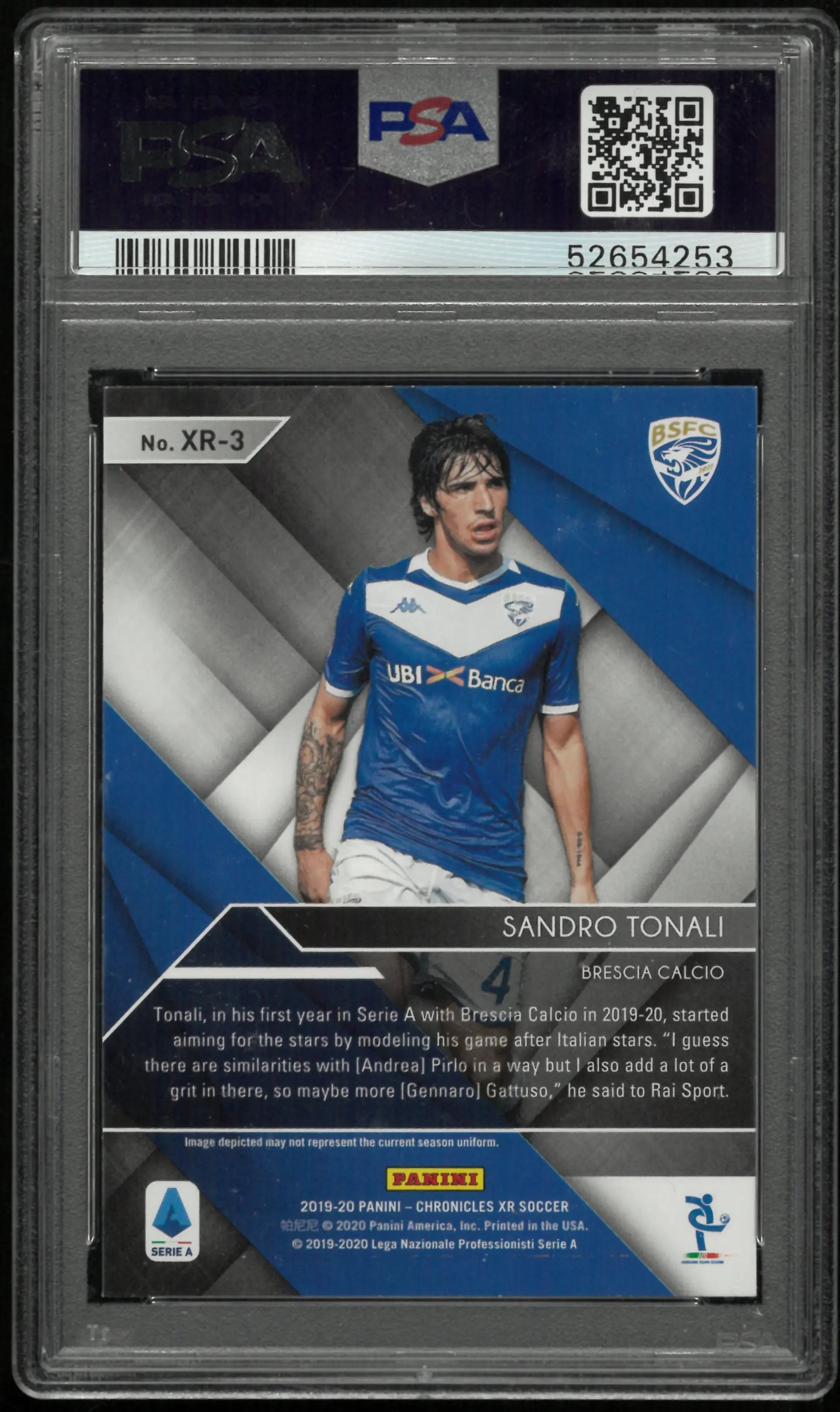 2019 Panini Chronicles XR Rookies Sandro Tonali #XR3 Orange PSA 10 