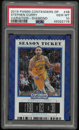 2019 Panini Contenders Draft Picks Stephen Curry Variation-Diamond /15 PSA 10 