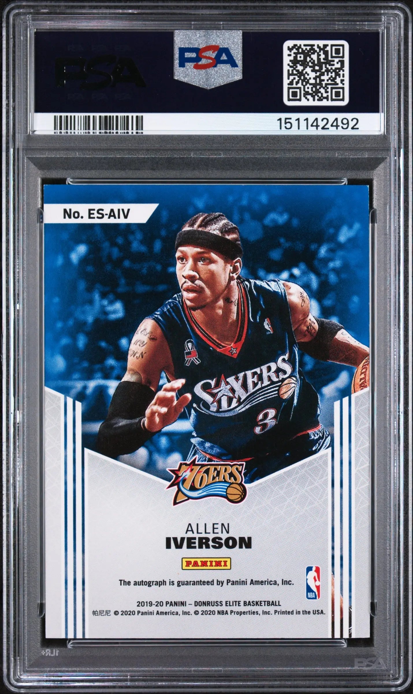 2019 Panini Donruss Elite Signatures Auto Allen Iverson #AIV /15 PSA 8 