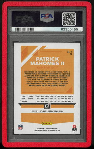 2019 Panini Donruss Patrick Mahomes II #1 No Helmet PRS. PRF. Brnz. PSA 10 