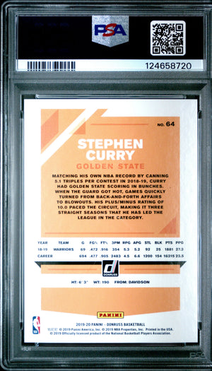 2019 Panini Donruss Stephen Curry /15 Purple Laser PSA 9 
