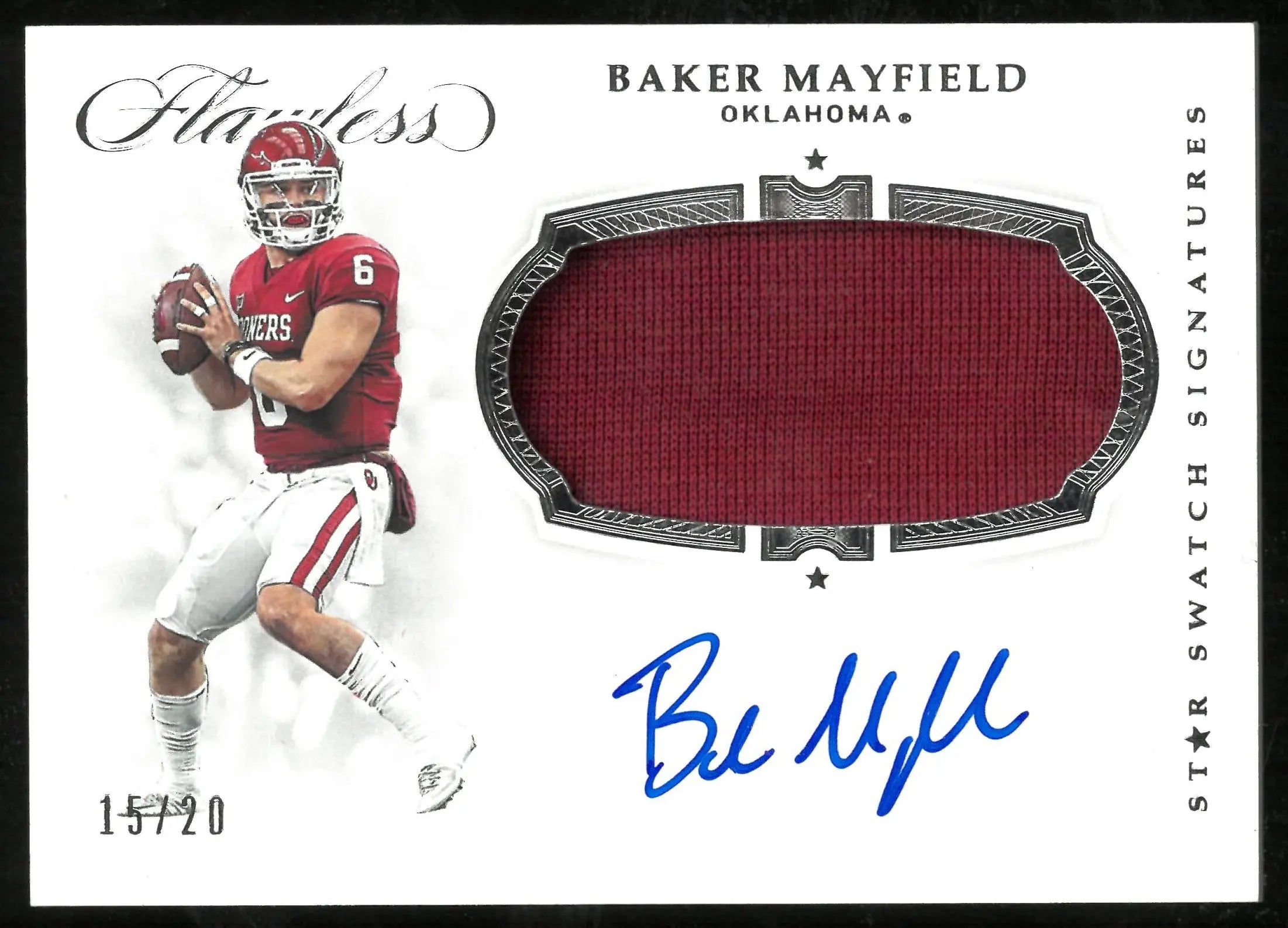 2019 Panini Flawless Collegiate Star Swatch Signatures Patch Auto Baker Mayfield /20 