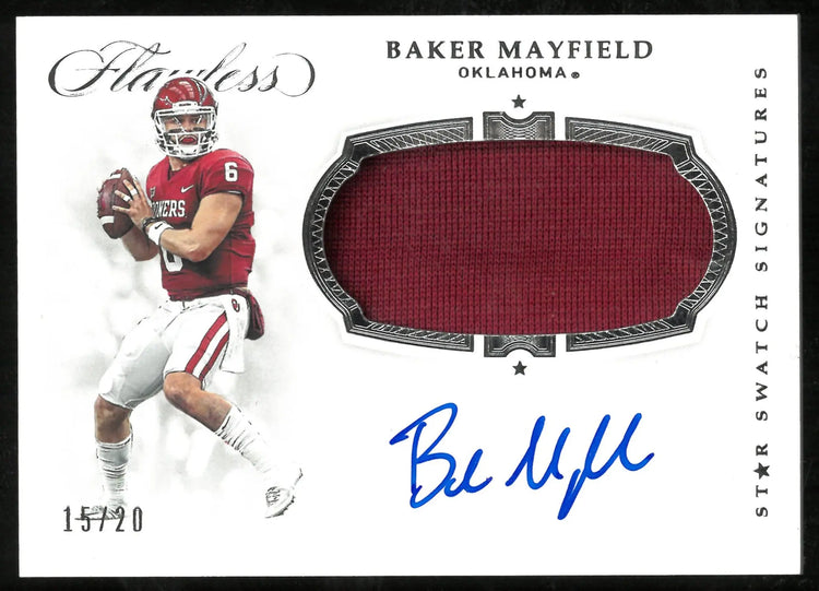 2019 Panini Flawless Collegiate Star Swatch Signatures Patch Auto Baker Mayfield /20 