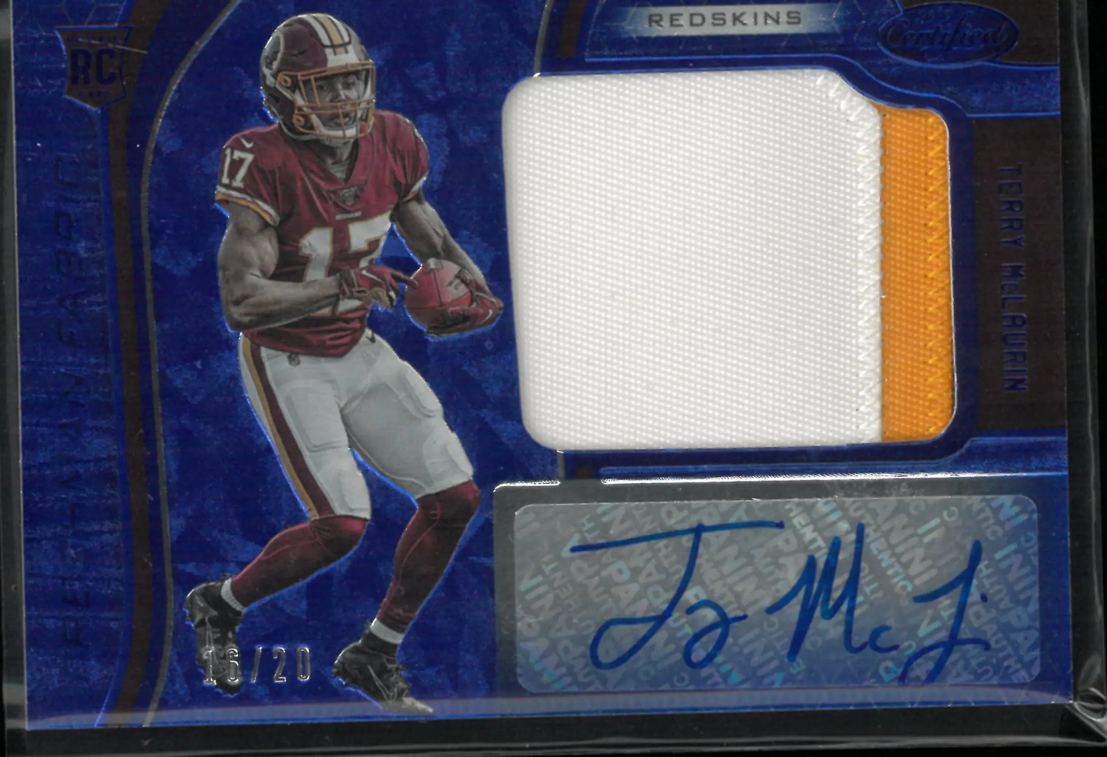 2019 Panini Freshman Fabric Rookie Patch Autograph Terry McLaurin RC Blue /25 