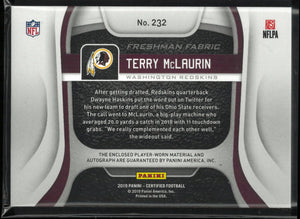 2019 Panini Freshman Fabric Rookie Patch Autograph Terry McLaurin RC Blue /25 