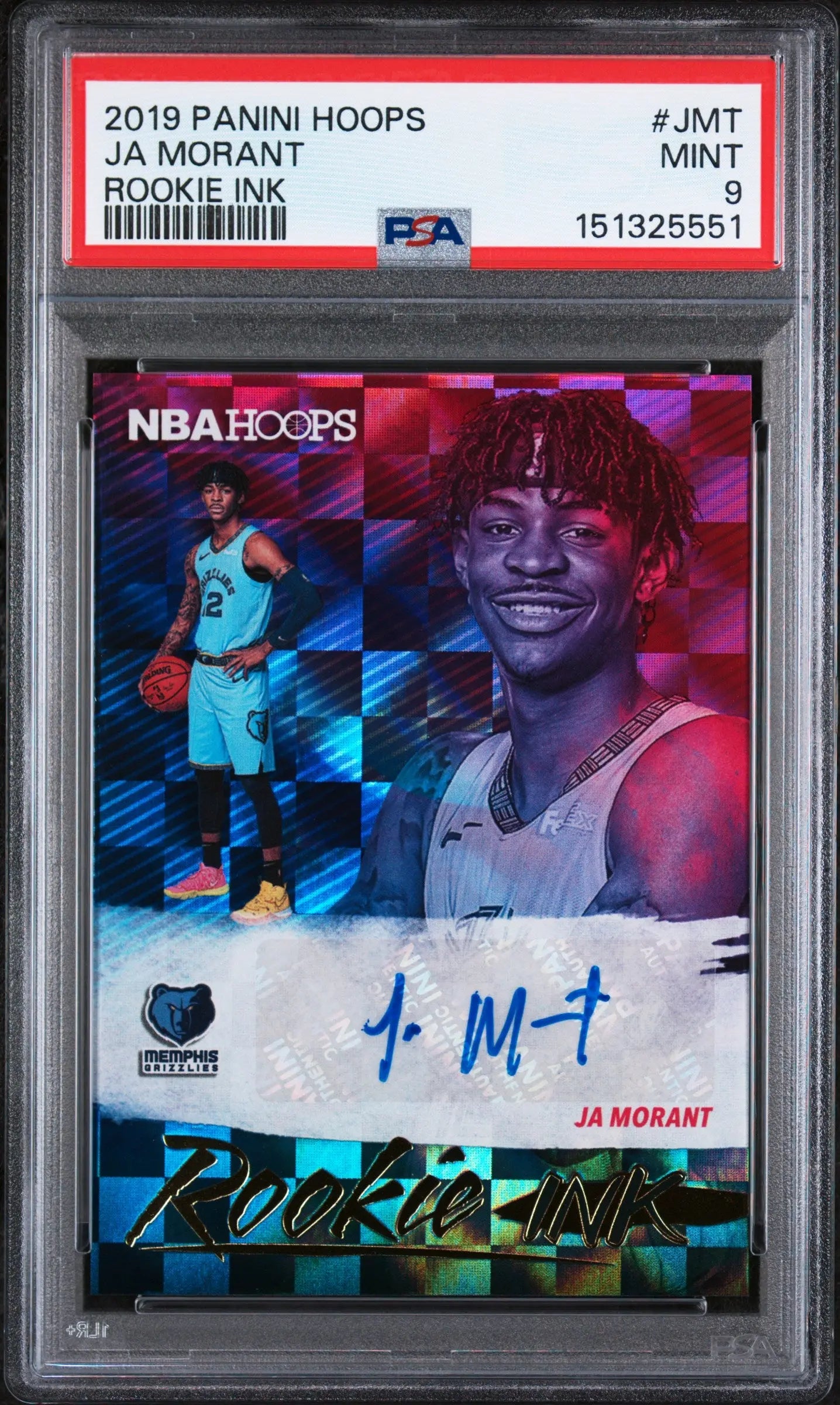 2019 Panini Hoops Rookie Ink Autograph Ja Morant Auto RC PSA 9 