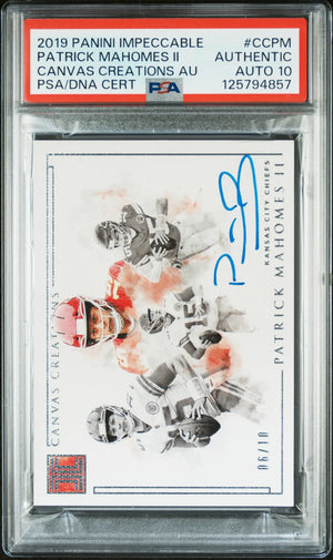 2019 Panini Impeccable Canvas Creation Auto Patrick Mahomes II /10 PSA A Auto 10 
