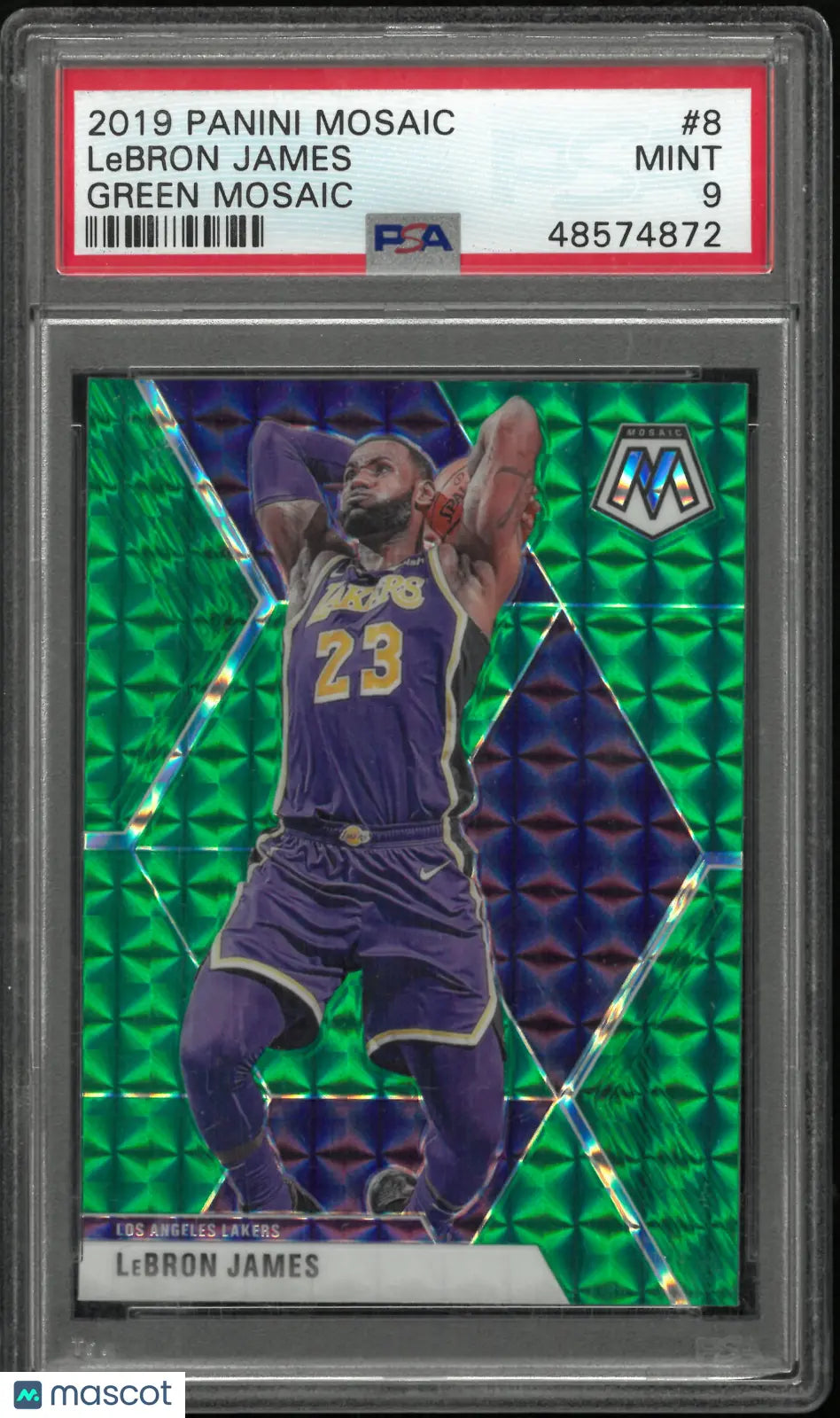 2019 Panini Mosaic LeBron James #8 Green PSA 9 